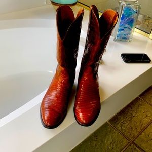 Lucchese lizard boots.